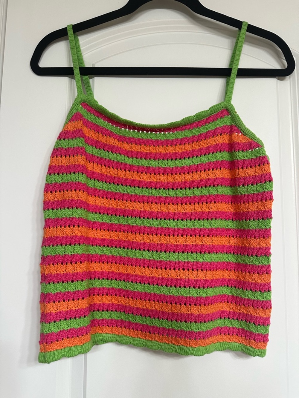 Pink Lily Green, Pink & Orange Striped Knit Tank / Medium